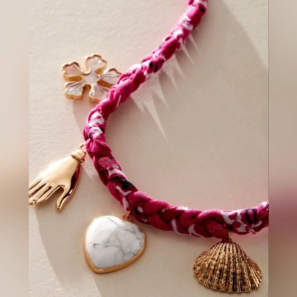 Free People Sky Charm Gold and Pink Necklace - Picture 2 of 5
